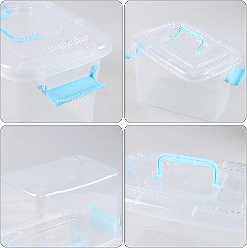 Miniatura 3 de Cajas de almacenamiento de plástico de 5 cuartos de galón con tapas, paquete de 6 cajas de almacenamiento transparentes con asa