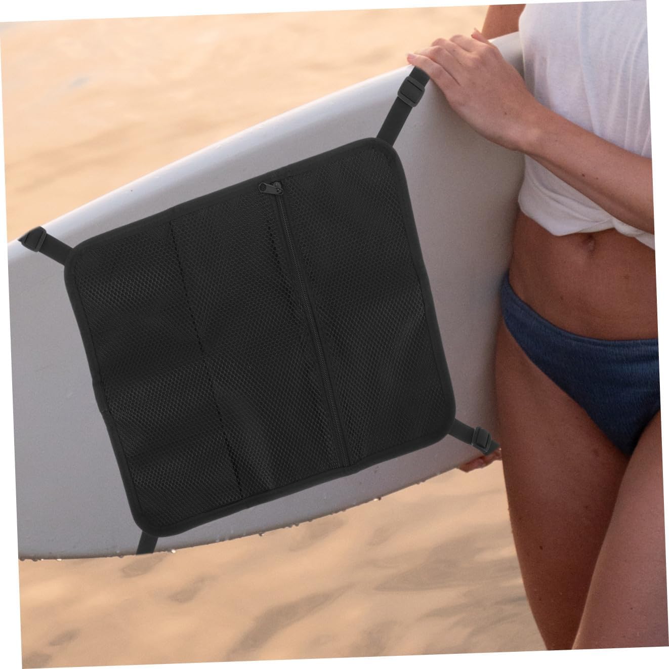 Mesh Storage Bag for Paddleboard and Surfboard, Portable Deck Organizer Pouch with Breathable Mesh for Water Sports and Kayaking Equipment Storage