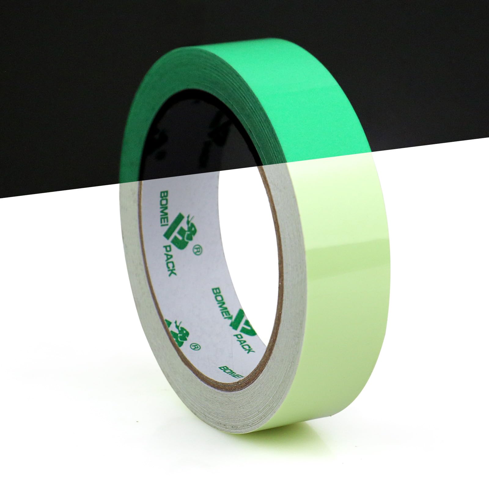 BOMEI PACK Glow in Dark Tape Fluorescent Luminous Tape 1 Pack 1in x 33ft-Bright,Rechargeable,Durable for Indoors and Outdoors Design of DIY Craft