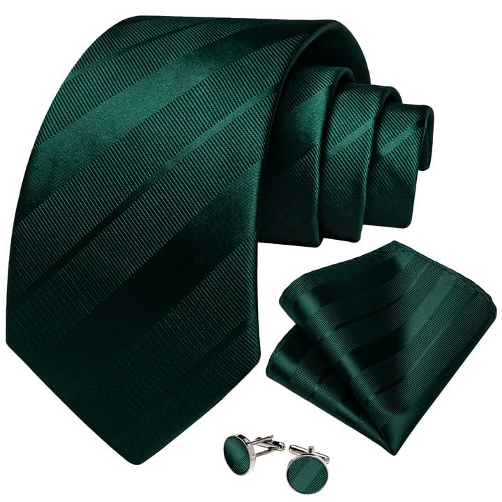 Image of DiBanGu Mens Solid Color Tie and Pocket Square Set Woven Silk Plain Necktie & Handkerchief for Men Wedding Party Formal