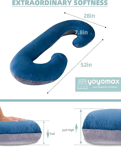 Miniatura 3 de yoyomax Almohadas de embarazo, en forma de C, almohada de maternidad de cuerpo completo, almohada de embarazo de espuma viscoelástica con funda de