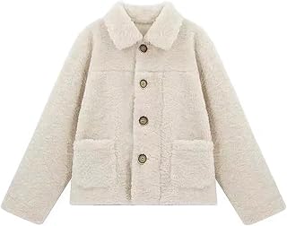 Short Sleeve Jacket Women'S Fashion Lapel Autumn/Winter Warm Lamb Wool And Fleece Padded Fleece Coat Fleece Coat for Women