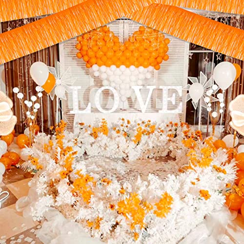 Image of 6 Pack 10 Feet Foil Fringe Garland Metallic Tinsel Streamers Banner Wall Hanging Backdrop Banner for Parade Floats, Thanksgiving, Christmas, Birthday, Halloween Party Decorations(Macaron Orange)