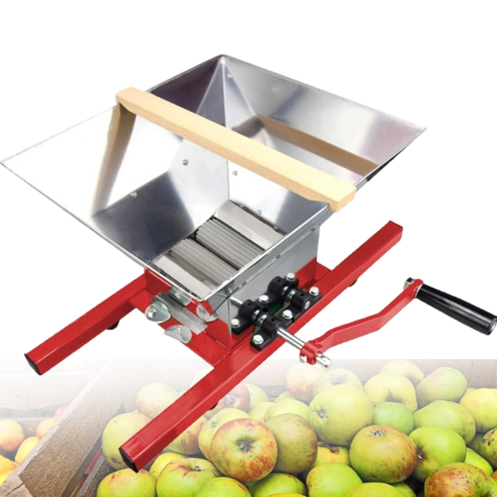 XygZythror Stainless Steel Fruit Scratter Pulper For Wine Cider Grape Pressing, Apples Crusher, Portable Fruit Pulper, 7l Manual Juicer Grinder With Handle Red