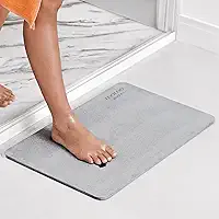 Momo Lifestyle Tapete para Banheiro de Terra Diatomácea Drytomita, Seca Rápido para Saída de Box, Antiderrapante (Cinza Linho, 60 x 39 cm)