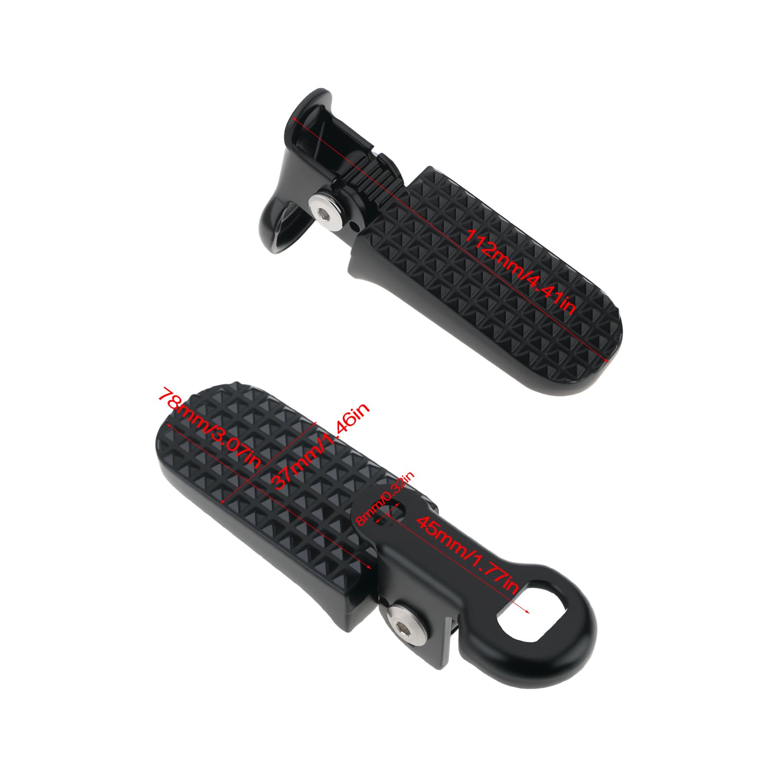 SG Store Lot de 2 Paires de Repose-Pieds de Vélo Longueur 112 Mm Pédales 78 X 37 Mm Alliage d'aluminium Antidérapants Pliables pour VTT Vélo