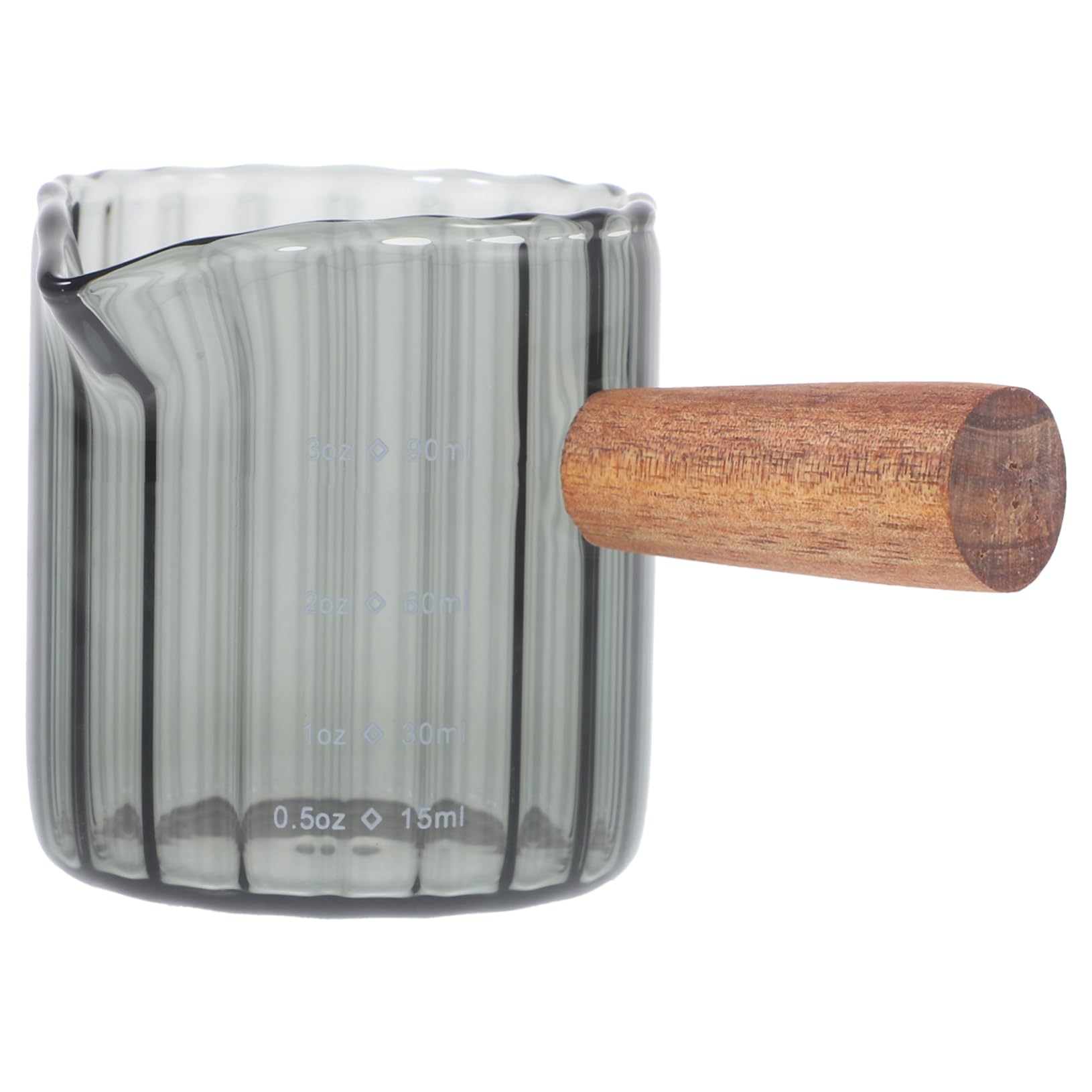 ABOOFAN 4 Piezas taza de leche pequeña taza de café taza de cafe vasos de vidrio desnatadora taza de espresso de vidrio taza medidora de expreso italiano mango de madera jarra