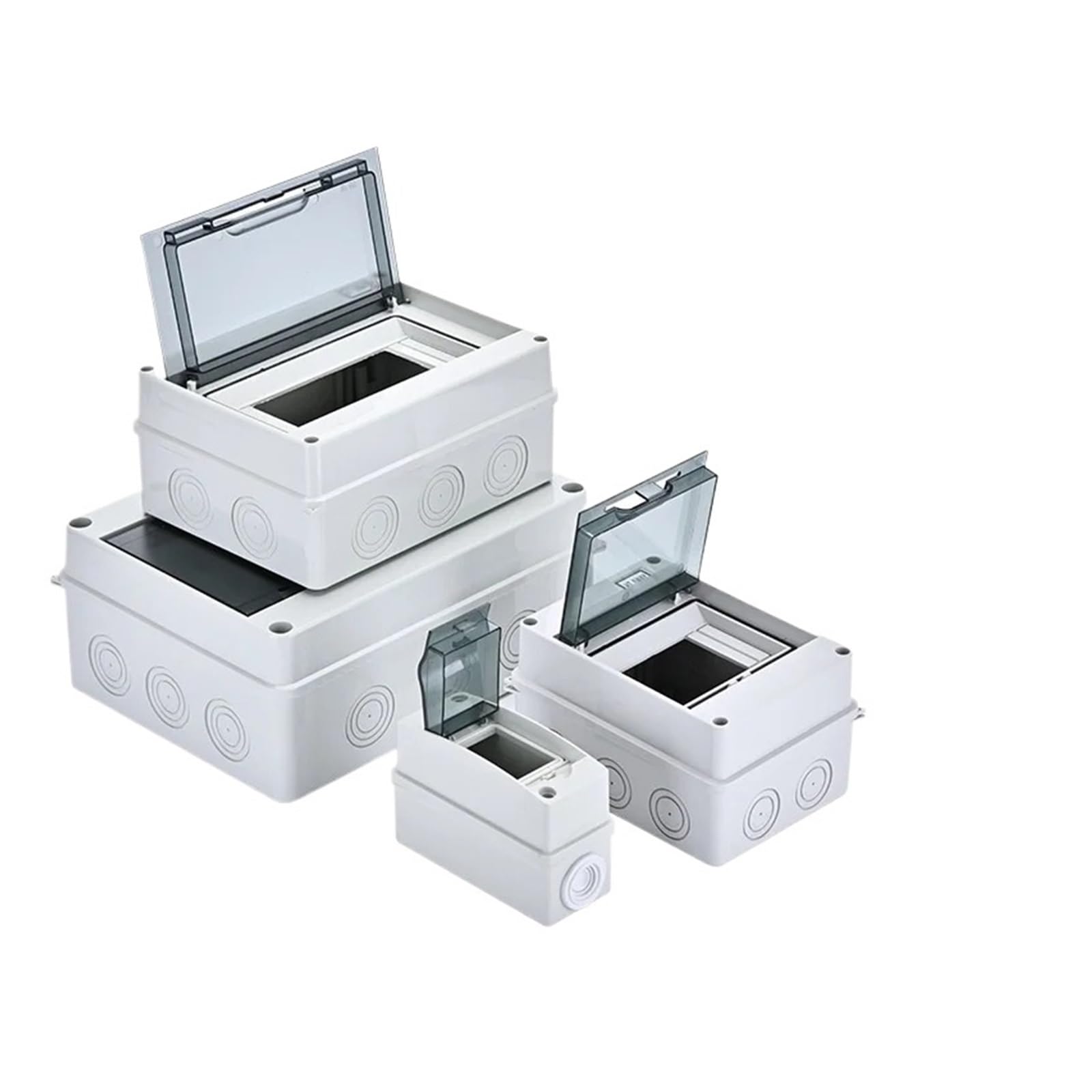 Scatola di Giunzione di Progetto in plastica, Scatola di distribuzione 1/2/5/6/8/12/15/18/20/24 Vie IP65 MCB Pannello Elettrico Esterno in plastica Trasparente(15ways)