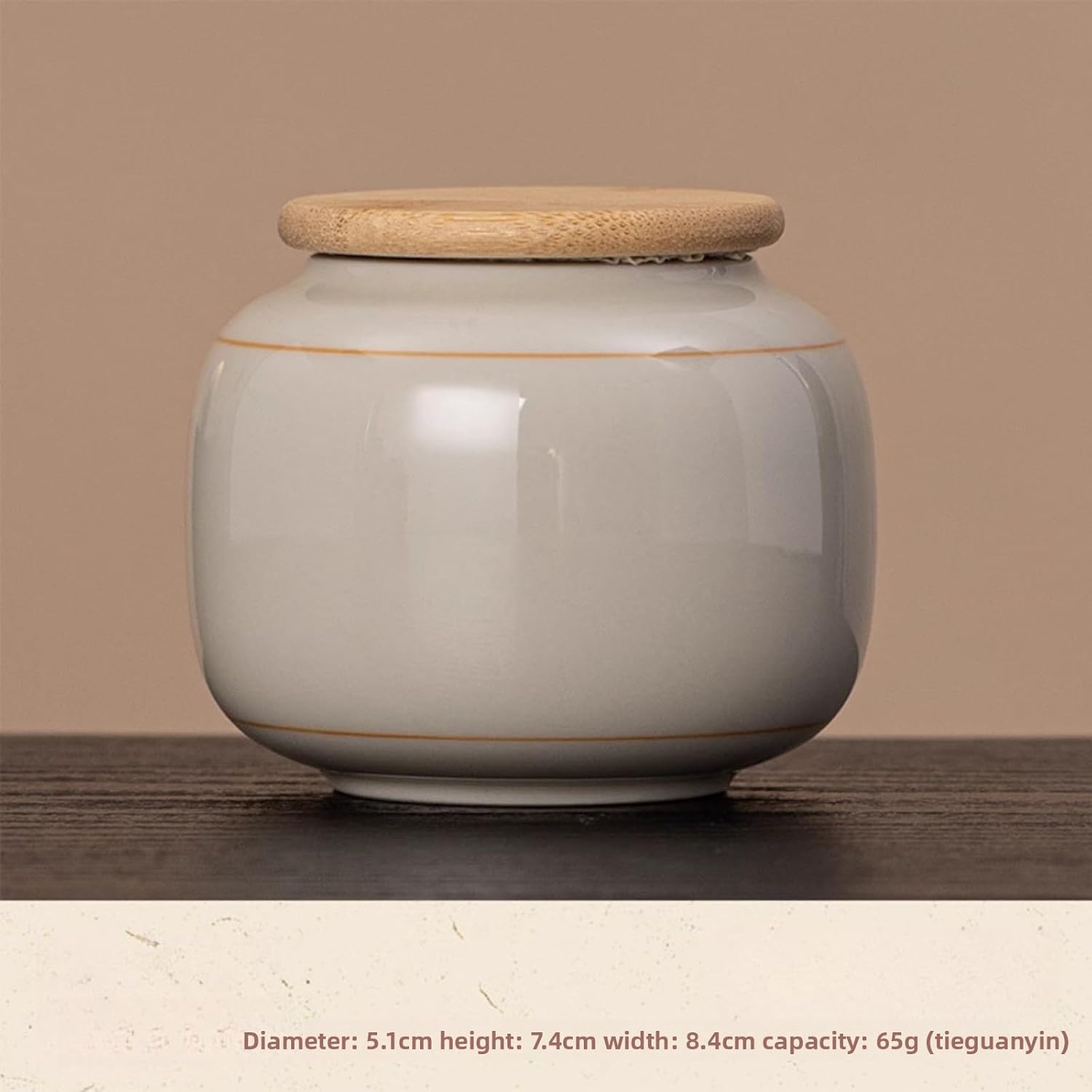 Gray Tea Caddy Ceramics, 65ml 2.0oz, Sealed Jar Chinese Kung Fu Tea Set Accessories