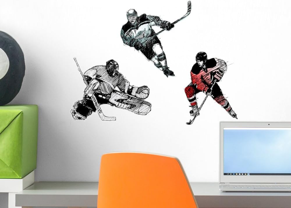 Ice Hockey Tiro Wall Decal Peel and Stick Graphic WM37814 (18 in W x 13 in H)