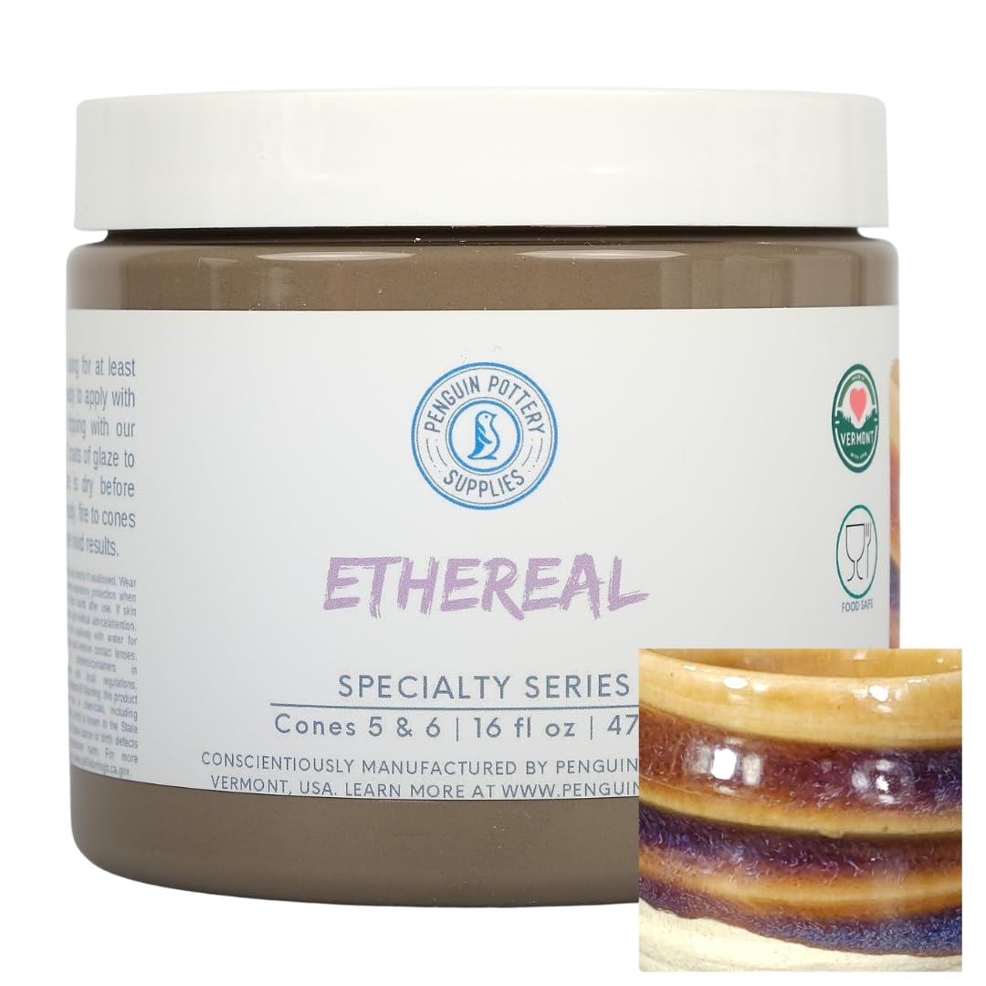 Penguin Pottery - Specialty Series - Ethereal - Mid High Fire Glaze Cone 5 Cone 6 for Mid High Fire Clay - Ceramic Glaze Pottery (1 Pint | 16 oz | 473 ml)
