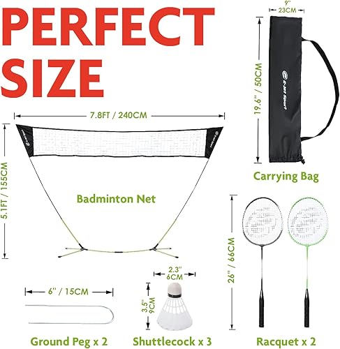Miniatura 2 de Juego combinado de raquetas de red de bádminton, configuración portátil e instantánea (diversión en el patio trasero, playa parque picnic juegos al