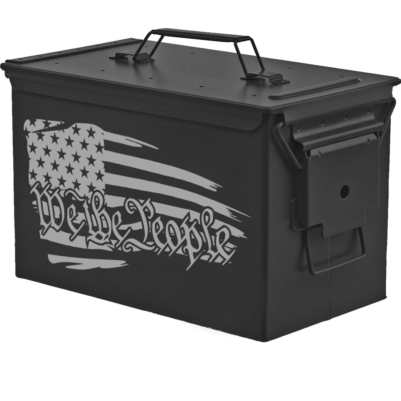 MIP Steel Ammo Can Storage Box Ammunition Case We The People American Flag (50cal, Black)