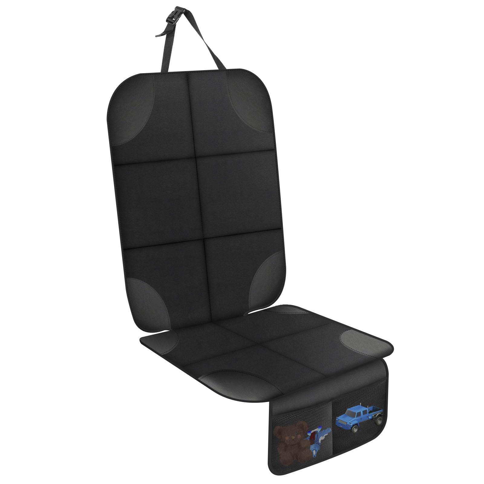 AiQInu Car Seat Protector, Waterproof Non-Slip Compatible Child Car Seat Protector with 2 Storage Pockets for Leather and Fabric Car Seat