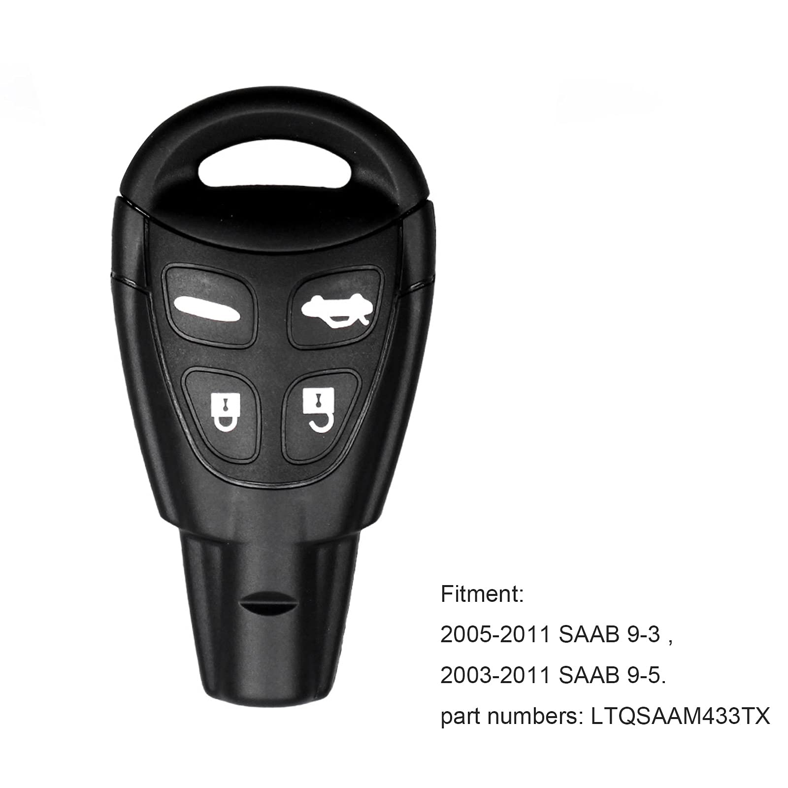 Saab 3-knops sleutelbehuizing - sleutelbaard recht met inkeping zijkant