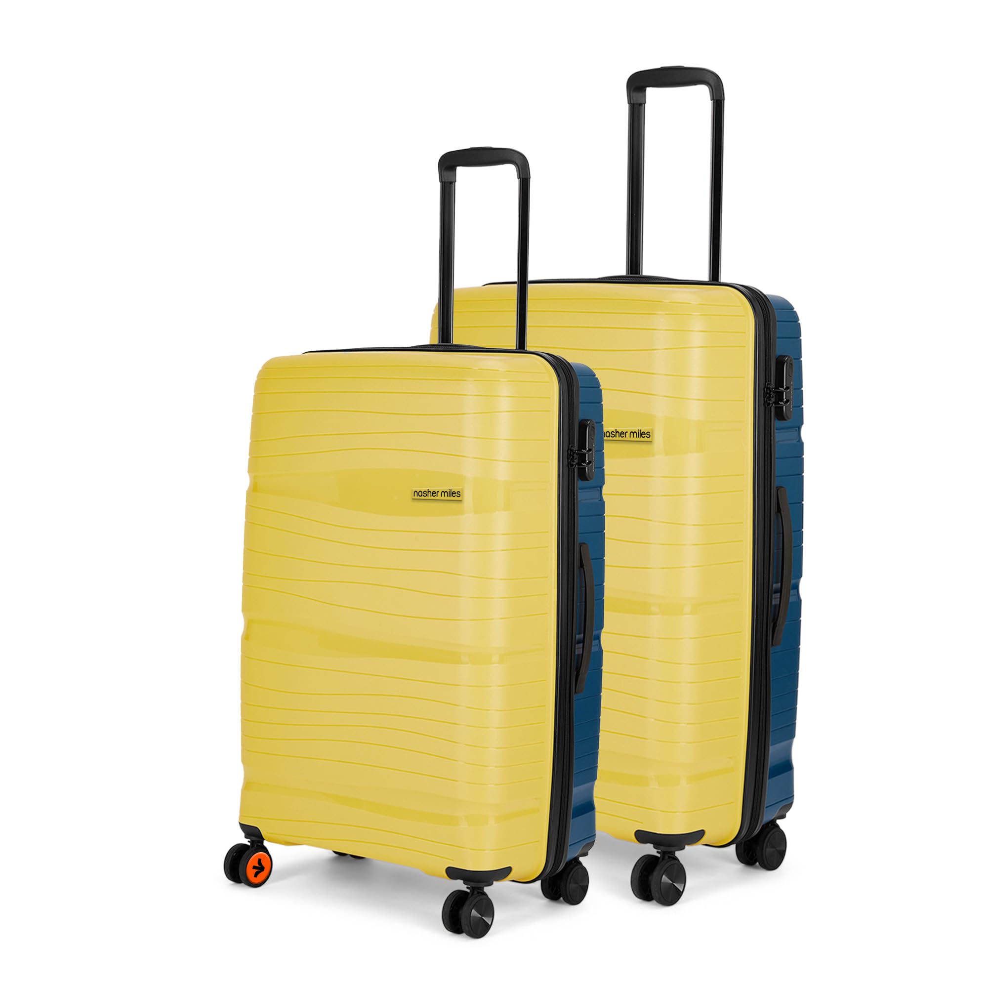 Nicobar Hard-Sided Polypropylene Luggage Set of 2 Yellow and Navy Blue Trolley Bags (65 & 75 cm)-image-13