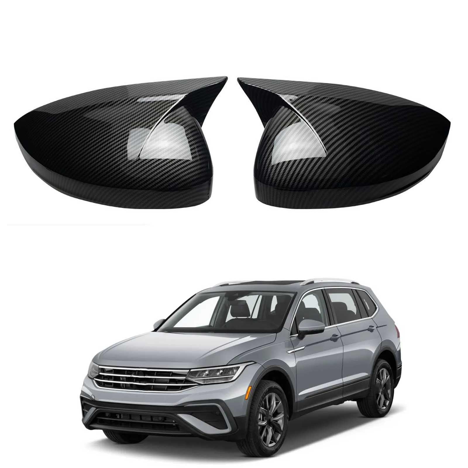 PAPEP Door Mirror Cover Caps for Volkswagen Tiguan MK2 2018-2024, Left Right Side Wing Rearview Mirror Cover Lid 2 Pieces Exterior Styling Accessory,Carbon fiber texture