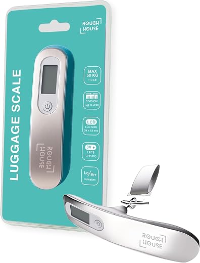 Roughhouse Digital Luggage Scale – 50kg Travel Weighing Scale for Flights | Ultra-Compact, Accurate &amp; Tough | for Young Tr