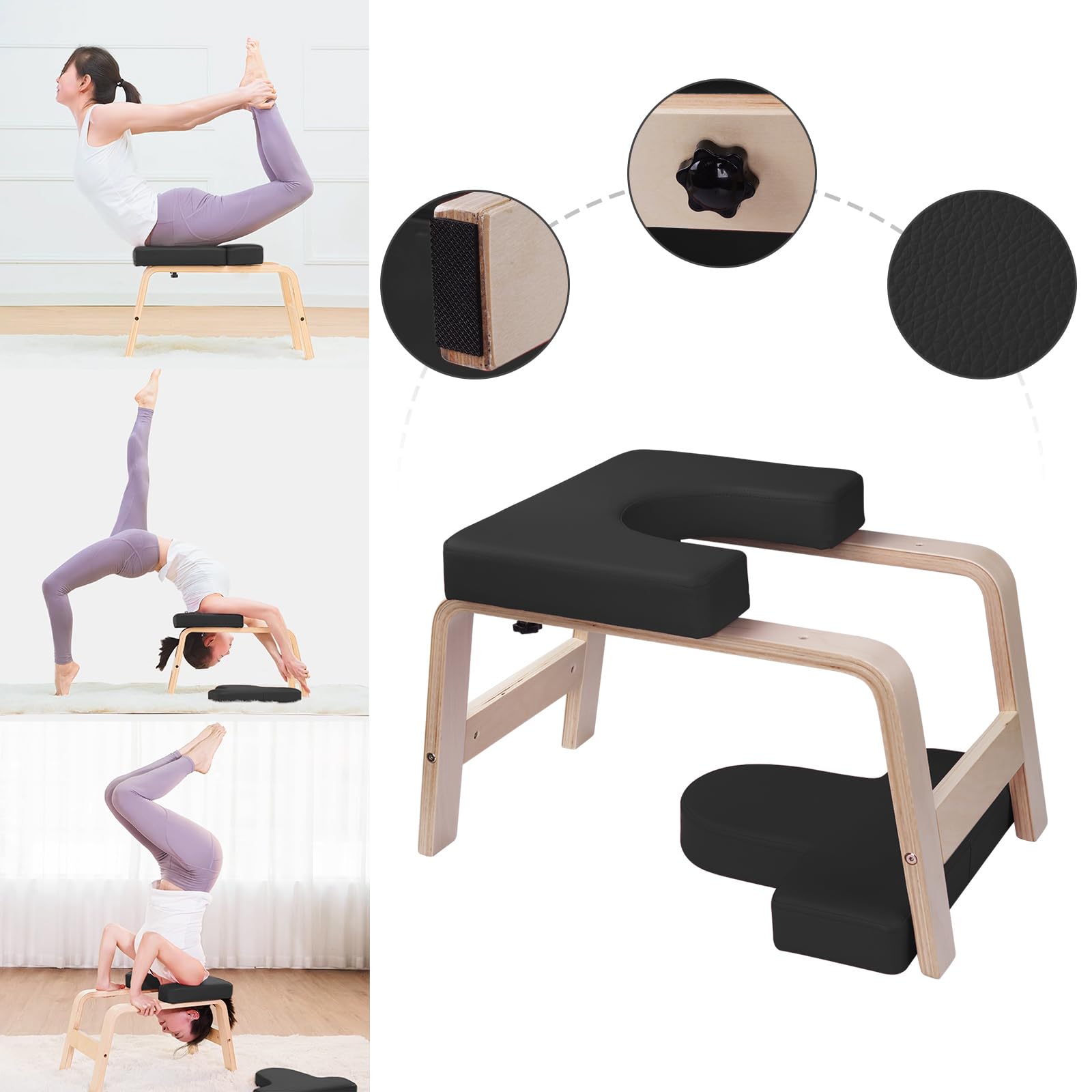 Yoga Headstand Tabouret, Yoga Headstand Chair for Home, Yoga Tabouret, Yoga Chair Headstand, Headstand Chair, Inversion Chair, Yoga Handstand Banc (Noir)