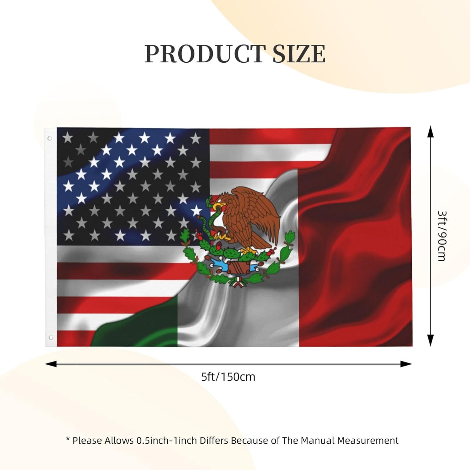 Mexican American Flag Usa México Mexico America Flags 3x5 Ft Double-Sided Printed Indoor/Outdoor Polyester Decoration Banner Brass Grommets 3x5 Foot National Flags For Outside - Image 2