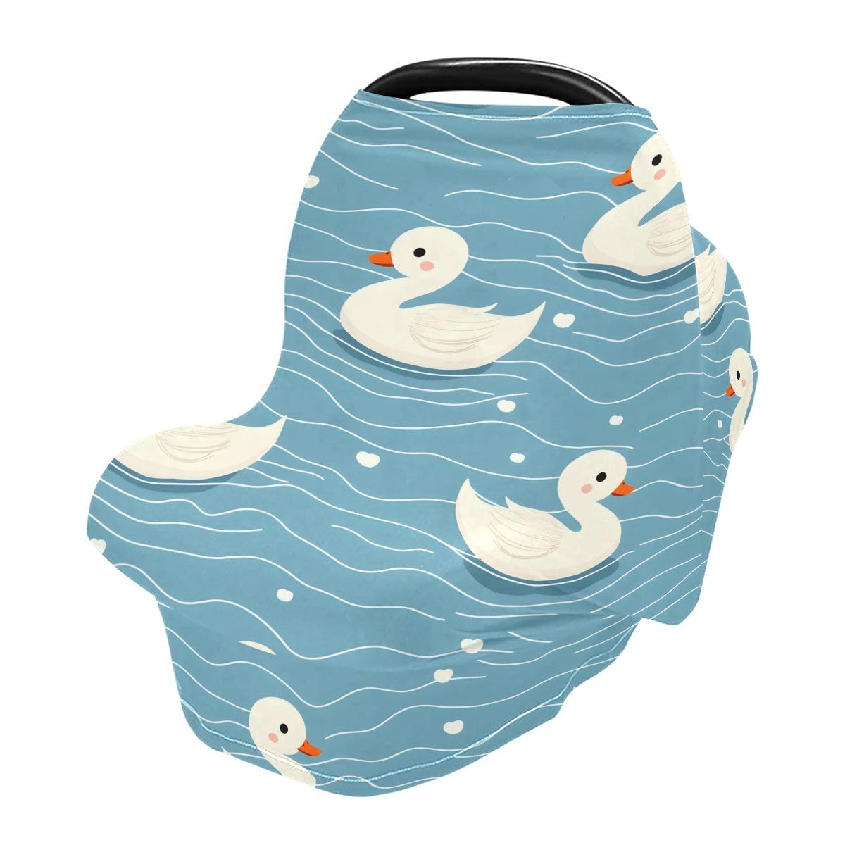 Baby Car Seat Canopy Covers Nursing Cover Stretchy Boys Girls Duck Blue Wave Carrier Cover Breastfeeding Cover Breathable
