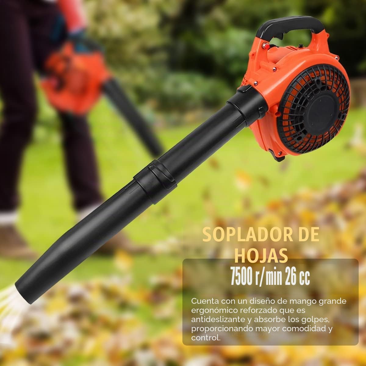 Soplador de jardín inalámbrico de gasolina de 26 cc, soplador de hojas de mano | Hojas sopladas, virutas de madera, polvo, nieve, desechos de jardín