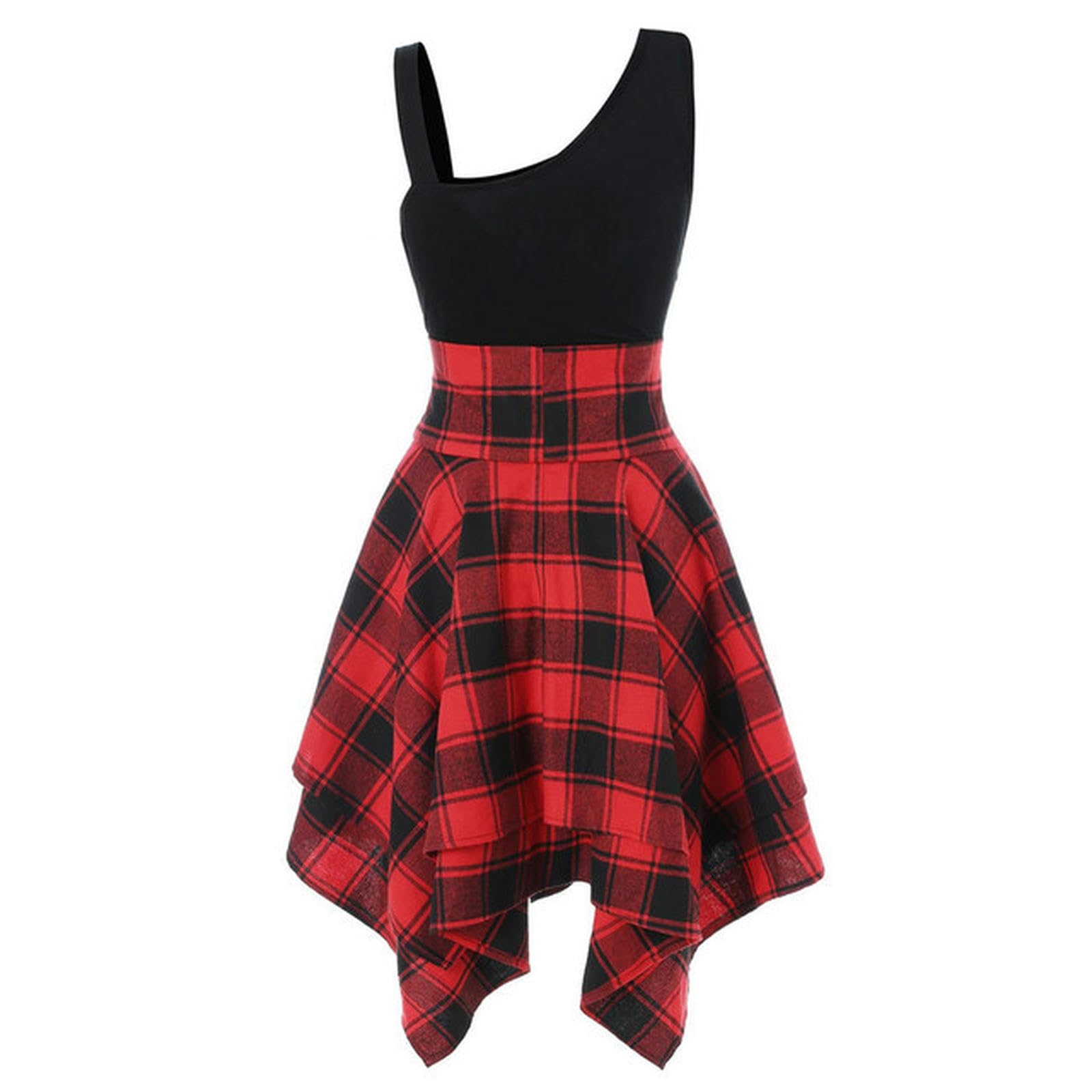 Robe trapèze femme rouge ajustée pour affiner la taille avec laçage punk gothique