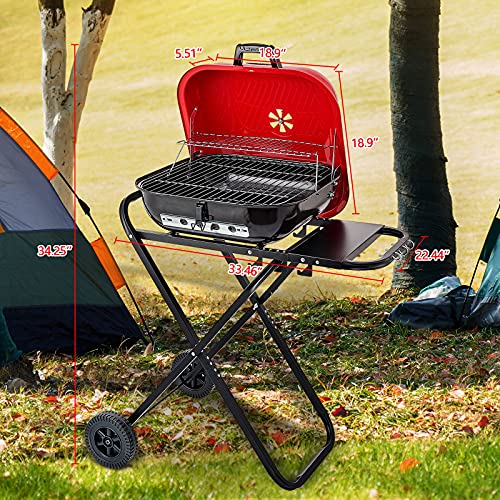 Cusimax Charcoal Grill Portable Grill Folding Barbecue Grill Outdoor Cooking Grills & Smokers For Bbq Camping Patio Picnic Backyard, 18.5-Inch, Black #TOP5