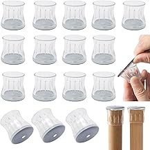 Furnigear Chair Leg Floor Protectors Furnitture Sliders - Silicone Chair Leg Protectors for Hardwood Floors -Furnitture for Carpet&Hardwood Floors, Chair Leg Caps Furniture Leg Cover Clear 16 Pack