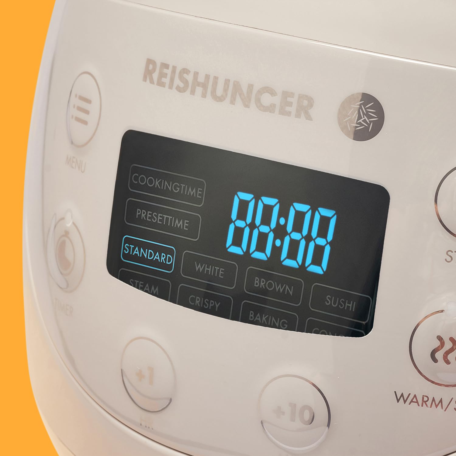 Reishunger Mini Cuociriso Digitale - Vaporiera Multifunzione Grigio Fino a 3 Persone con 8 Programmi, Tecnologia a 7 Fasi, 0.6L - Con Display LED e Funzione di Mantenimento del Caldo