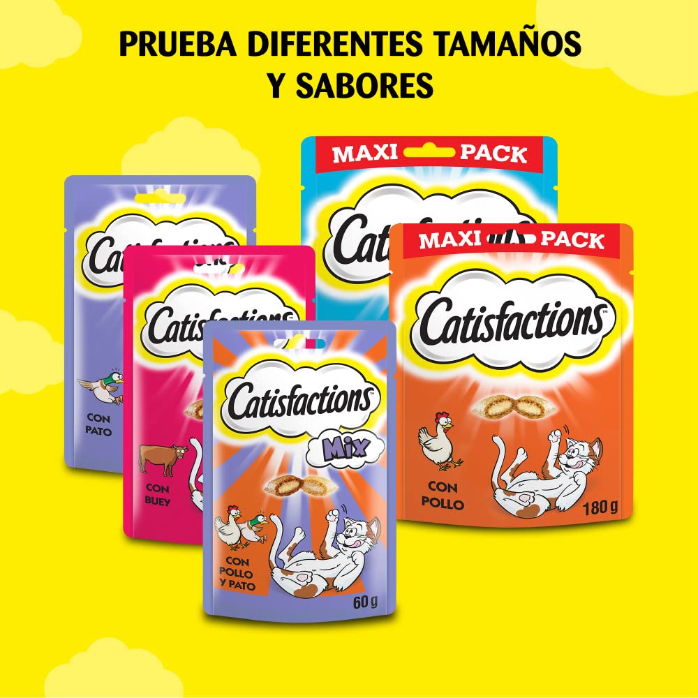 Catisfactions Premios para Gatos, Sabor Pollo, Maxipack (Pack de 4 x 180g)