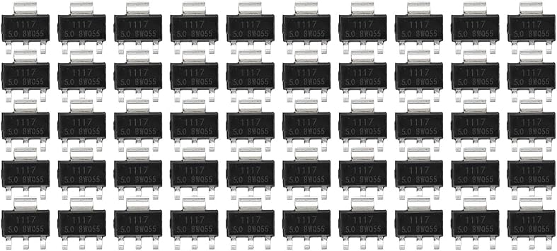 50pcs 1A AMS-1117 Voltage Regulator Chip 3 Ports Regulator Mount Voltage Power Supply for Electronic DIY Project 5V