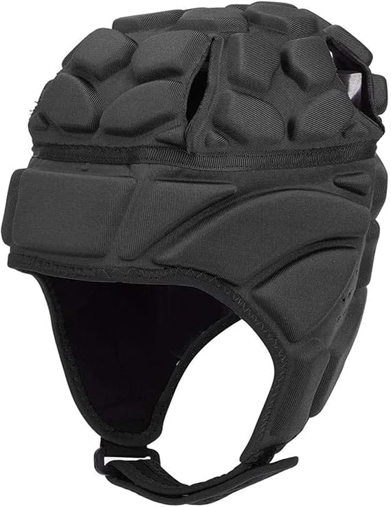 Rugby Helmet Soft Padded Football Headguard British Anti-Collision Scrum Cap with Adjustable Chin Strap Flag Football Soccer Hockey Head Protector Headgear for Adult Youth