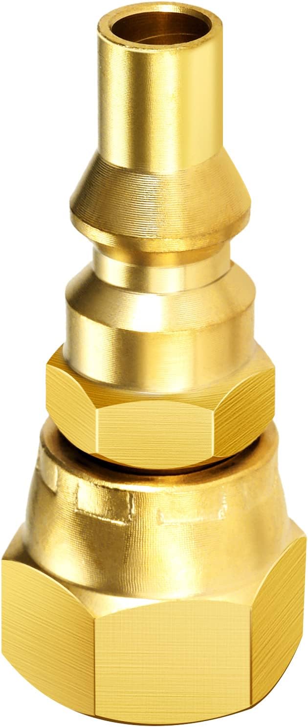 Aupoko 1/4'' LP Quick Connect Fitting, Propane Quick Connect Adapter Fitting, Low Pressure RV Propane Propane Hose Quick Disconnect, 1/4" Quick Connect Plug x 3/8" Female Flare for Grill, Heater