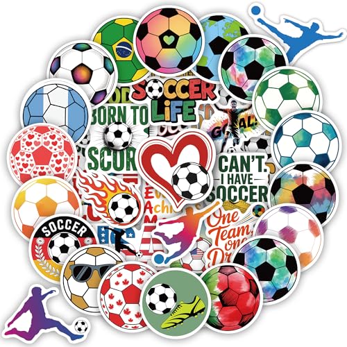 Soccer Stickers 100 Pcs Waterproof Stickers for Water Bottle Laptop