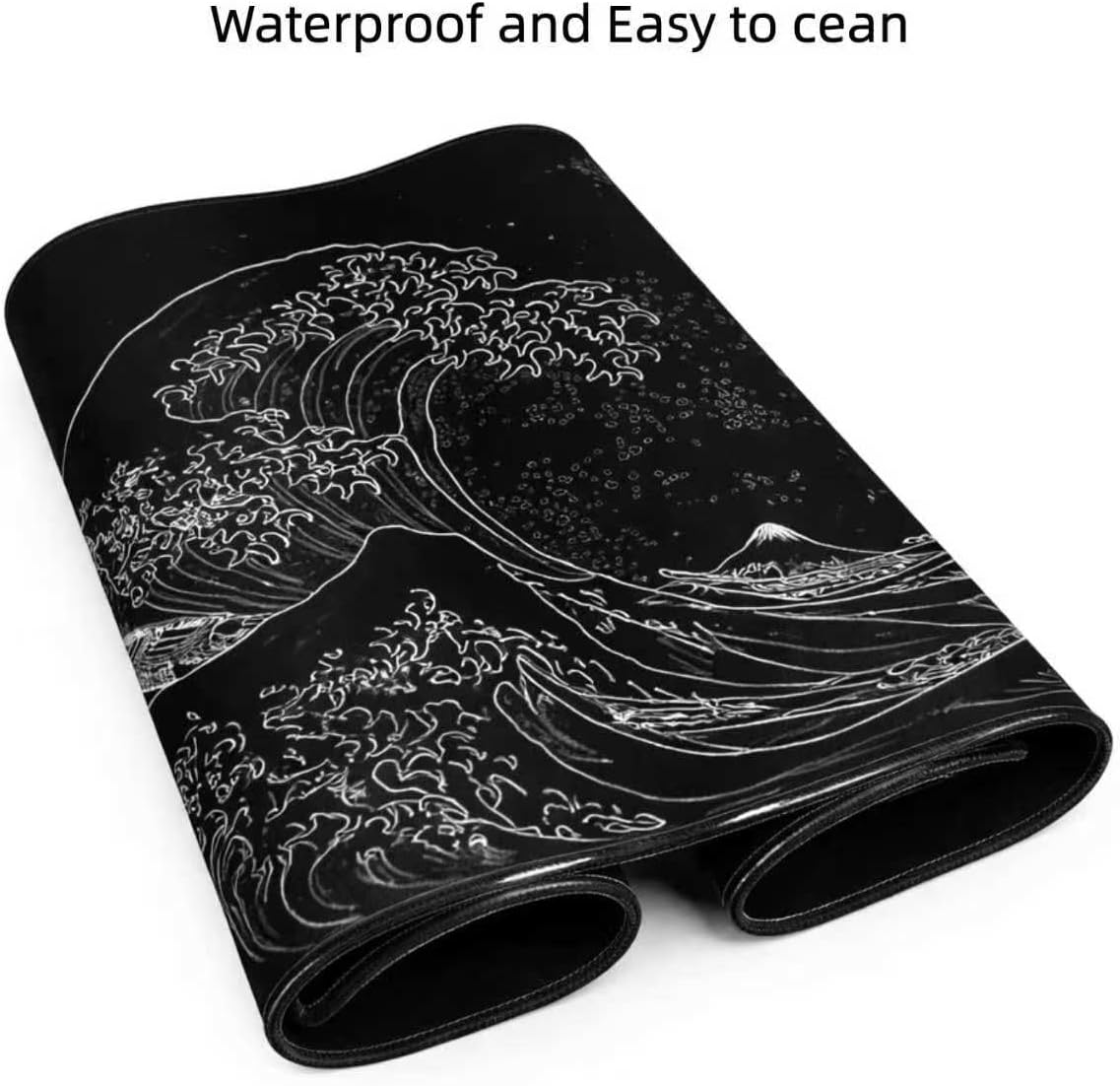 Japanese Sea Wave Anime Design Extended Gaming Mouse Pad, Large Desk Mat 31.5x11.8 Inch with Non-Slip Rubber Base, 3mm Thick Keyboard and Mouse Pad for PC Gaming Office Work - Image 6