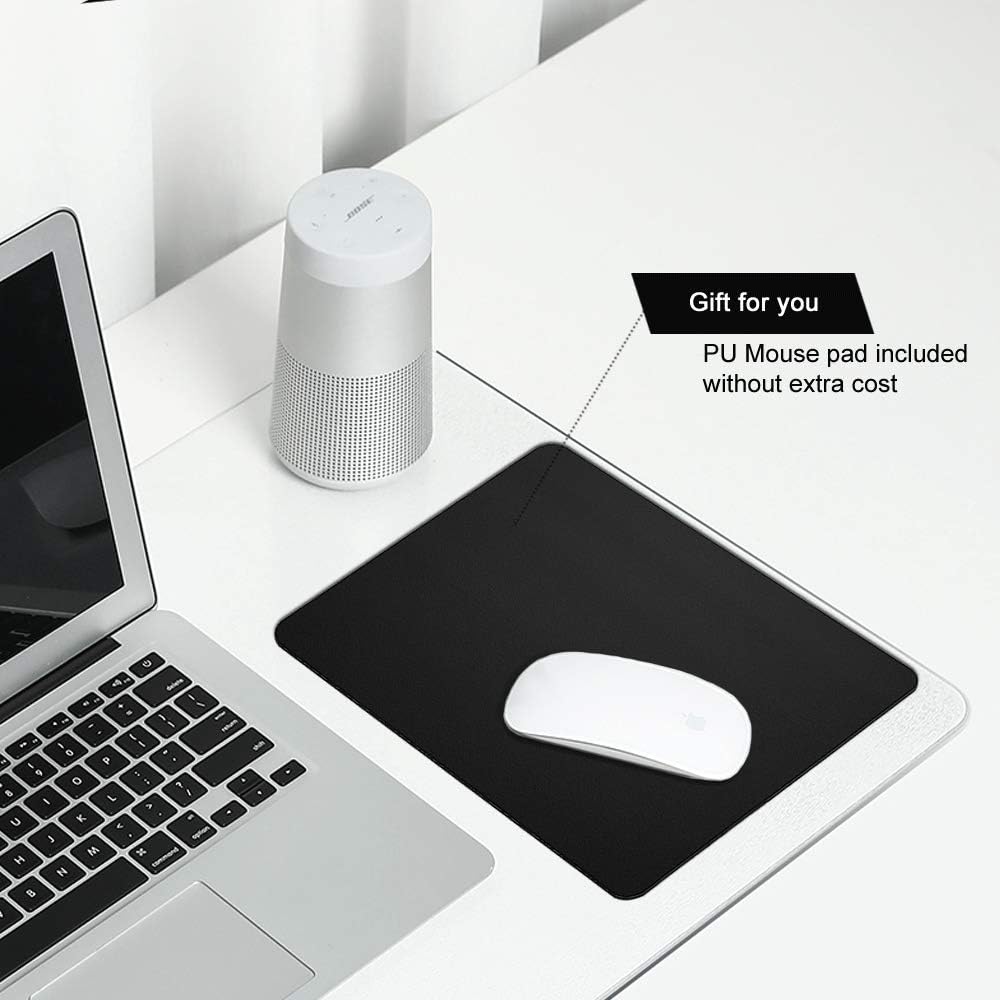 Clear Desk Pad Mat Protector Office Home, Non-Slip PVC Desk Cover Table Cover Mat with Round Edges, with PU Black Mouse Pad
