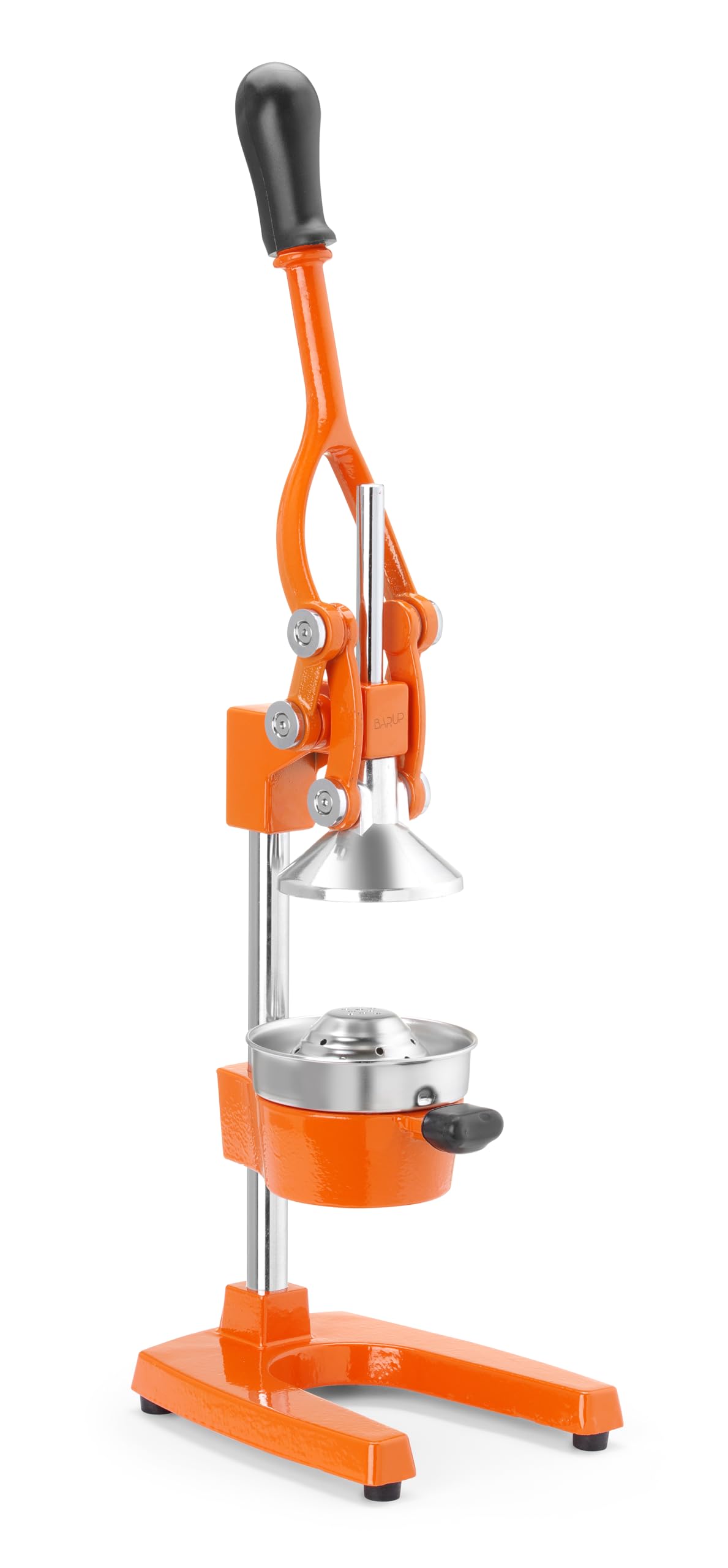 HENDI Presse-agrumes Manuel à Levier, BarUp, Corps en Fonte, Éléments Amovibles Compatibles Lave-Vaisselle, 225x180x(H)510mm, Orange