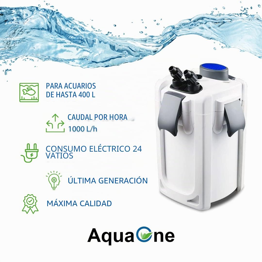 Acuario exterior filtro HW de 702 a 15 W 1000 l/h hasta 400L Platillos + Filtro material