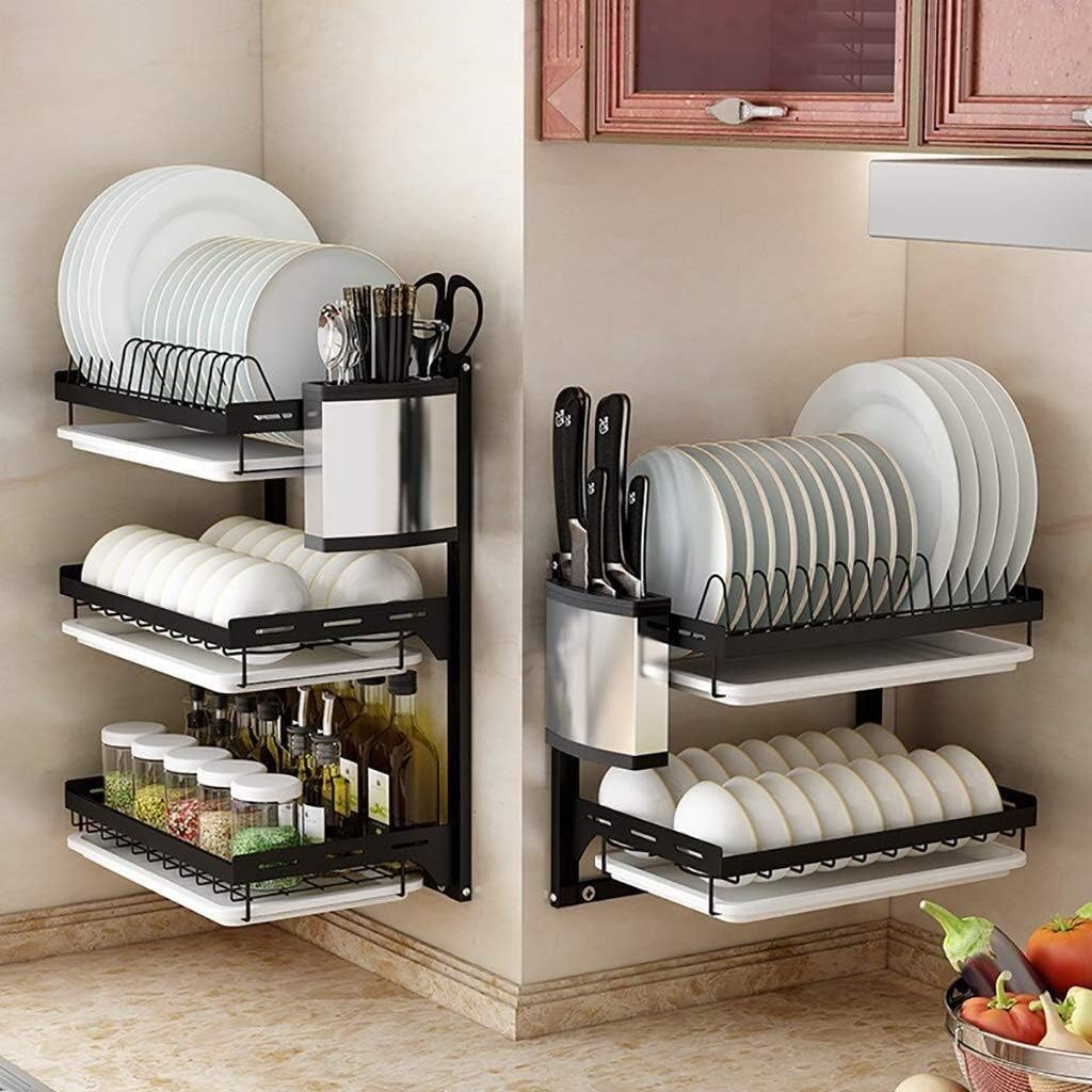 Stainless Steel Kitchen Shelves Display Stand Kitchen Supplies Storage Rack Cutlery (Size : 412740.5cm)