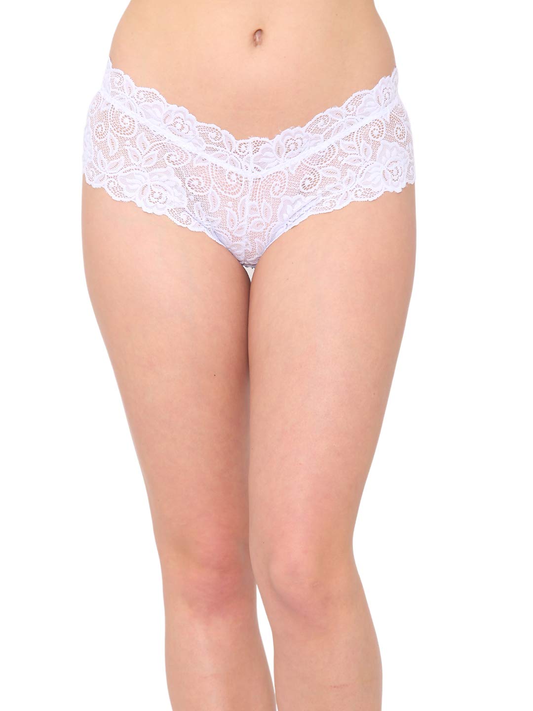 White Thong Bridal Lace Net Panties Net Panties for Women- Black-image-28