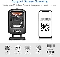 Vista 7 de Eyoyo Escáner de código de barras de escritorio 1D 2D, lector de código de barras con cable USB omnidireccional manos libres, captura códigos