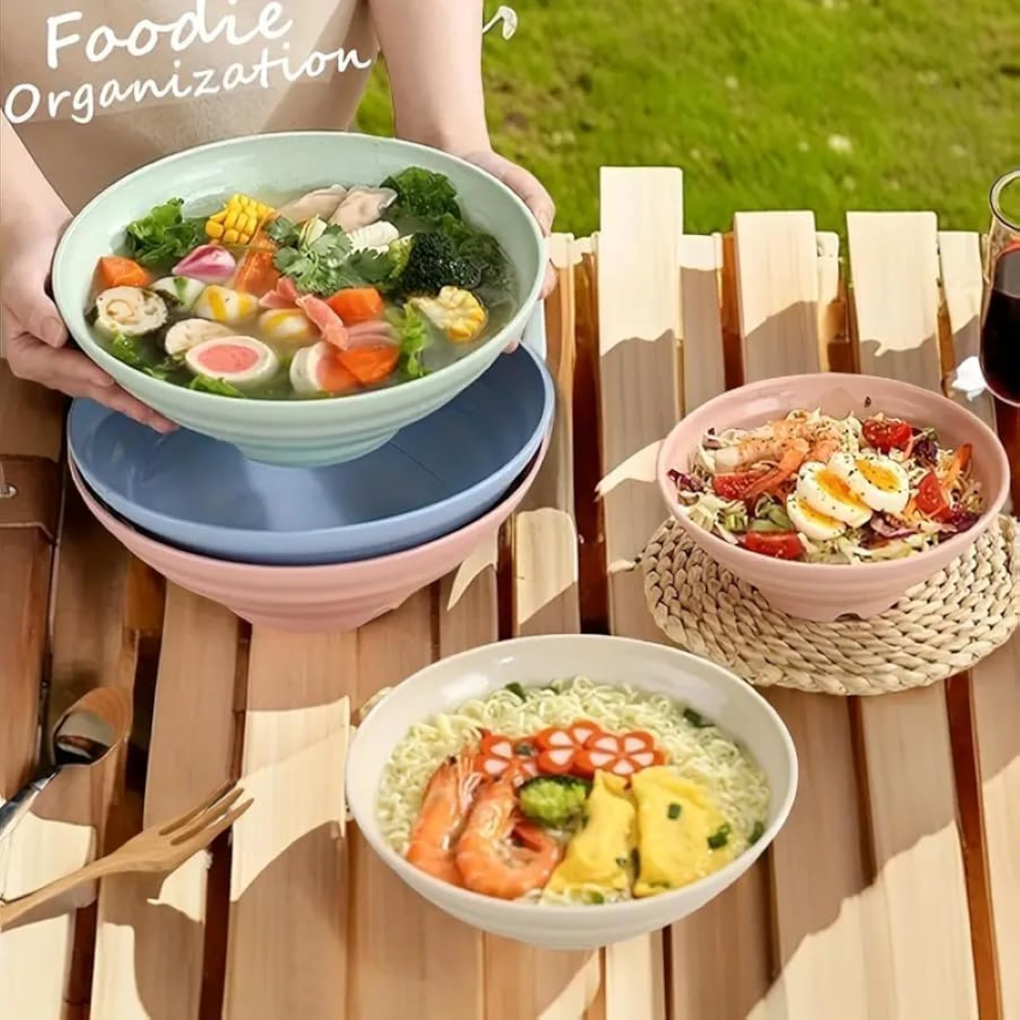 Set of 6 Unbreakable Wheat Straw Ramen Bowls