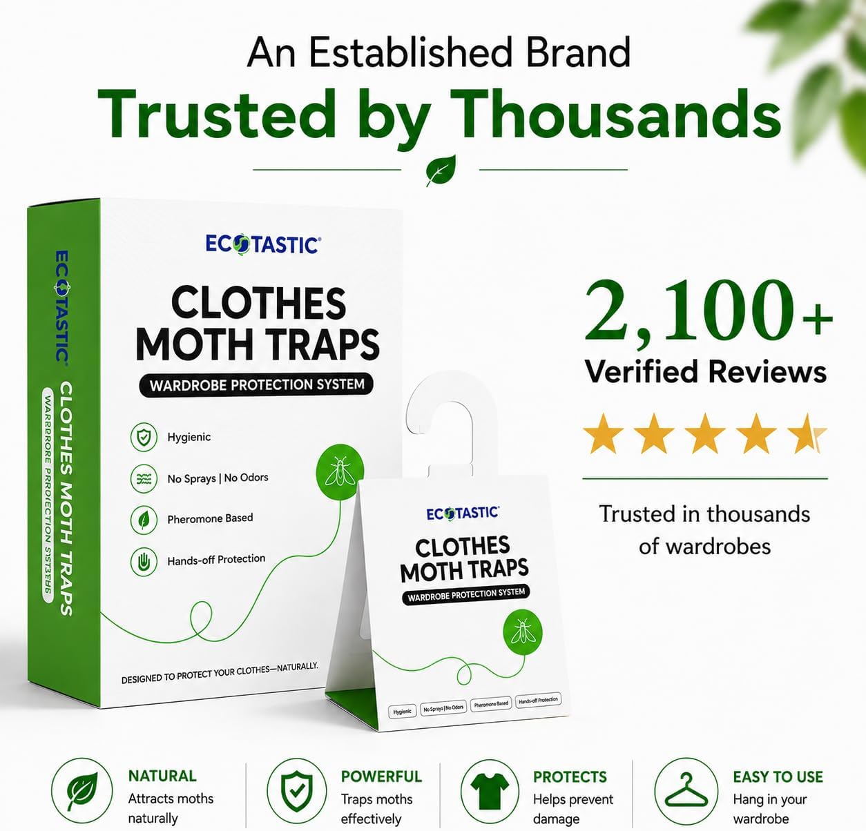 Clothing Moth Traps (6 Count) – Pheromone Moth Trap for Closet, Clothes & Storage – Non-Toxic Foldable Sticky Traps for Clothes Moths, Larvae Prevention