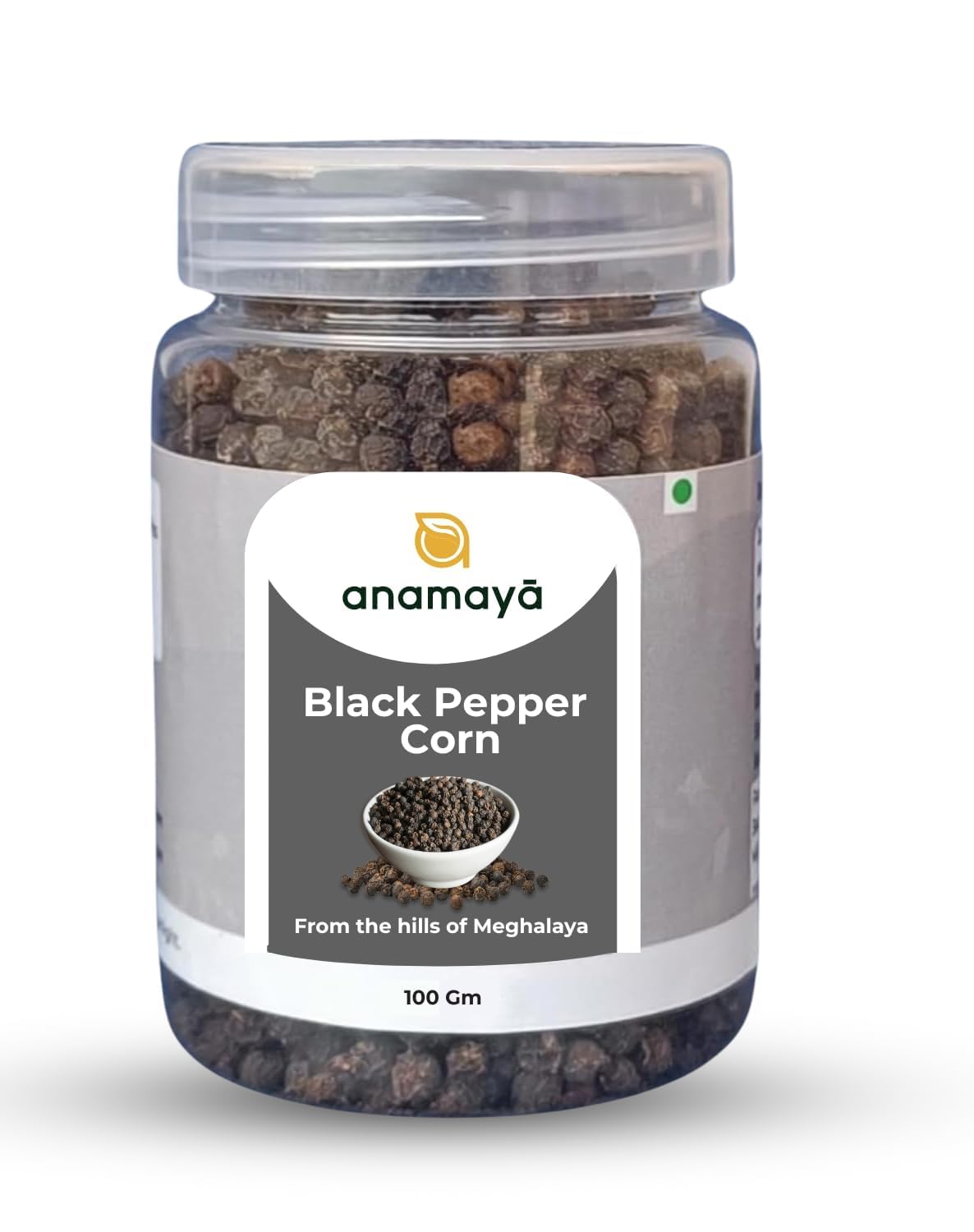 anamaya Black Peppercorns 100gms Whole Black Peppercorns Black Pepper Corns Pepper Corns for Grinder Refill Packed in a reusable jar