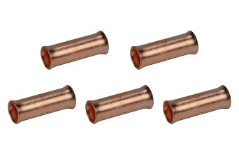 1 AWG TEMCo Butt Splice Connector Bare Copper Uninsulated Gauge. 5 Pack