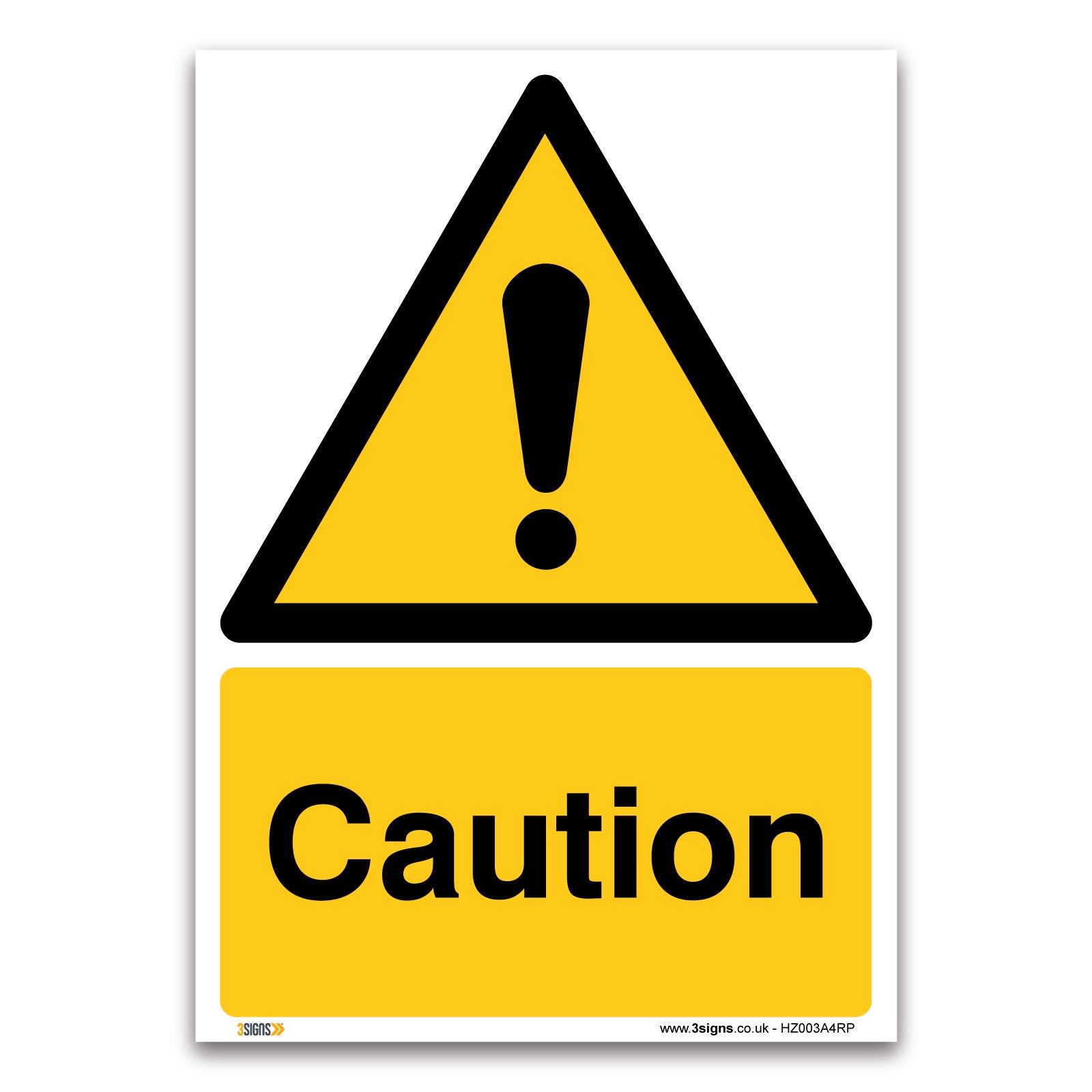3 Signs Caution Sign - A4 1Mm Rigid Plastic Sign - Warning Construction Security
