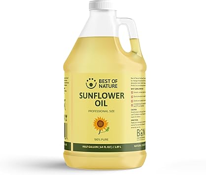 Best of Nature 100% Pure Sunflower Massage Oil, Lightweight Deep Moisturizing Unscented Oil for Skin, Body & Massage, Nourishing Hydration for Hair & Face, Half Gallon 64 fl oz