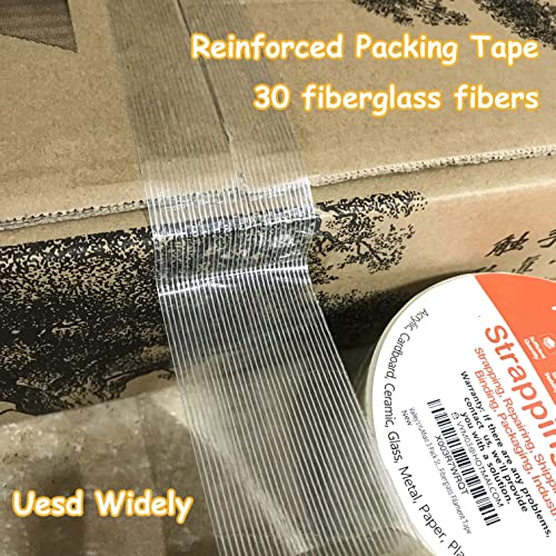 Valley'syumiao 3 Pack 2 In×35Yds, Filament Strapping Tape, 105Yds Total, Clear Fiberglass Reinforced Packing, Heavy Duty Wearproof Tape, Extra Thickness 5.5 Mils #TOP2