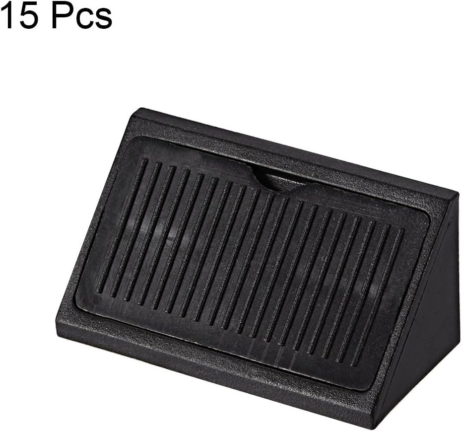 uxcell Plastic Corner Braces, Shelf Cabinet Door 90 Degree 4 Holes Angle Brackets with Cover Cap Black, Pack of 15